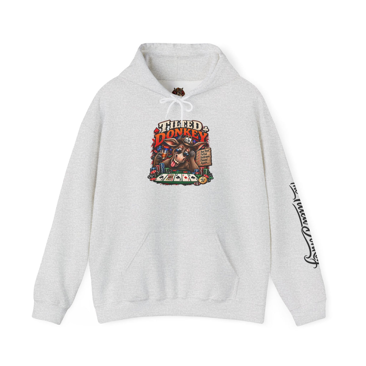 Vintage Tilted Donkey Poker Graphic Hooded Sweatshirt