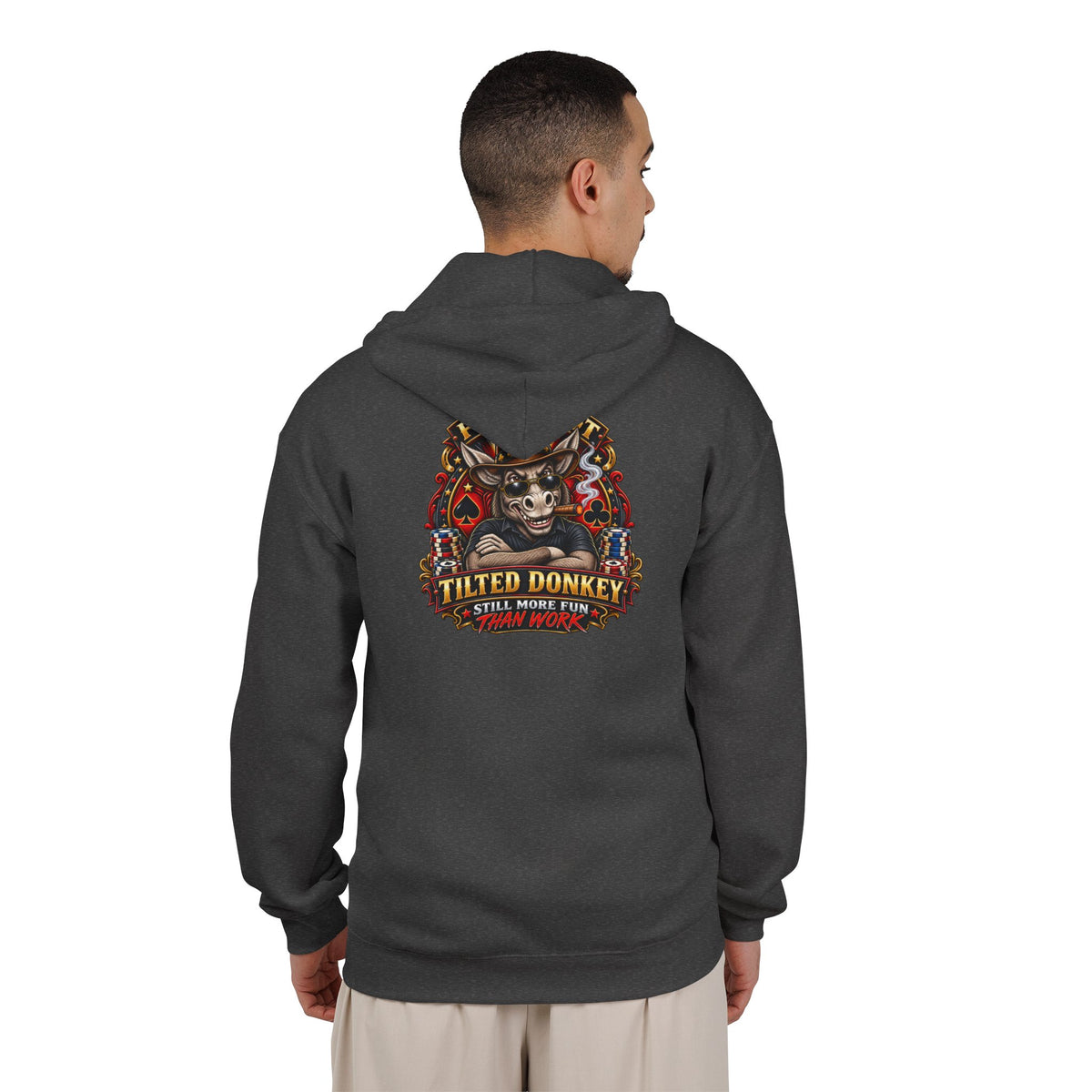 Unisex Heavy Blend™ Brand Label Poker Full Zip Hooded Sweatshirt