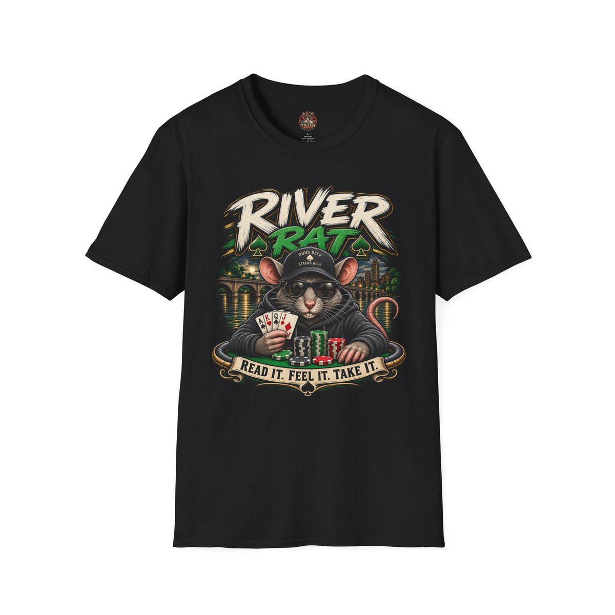 River Rat T-Shirt — 'River Rat' Graphic Tee with Playing Cards (Read It. Feel It. Take It.)