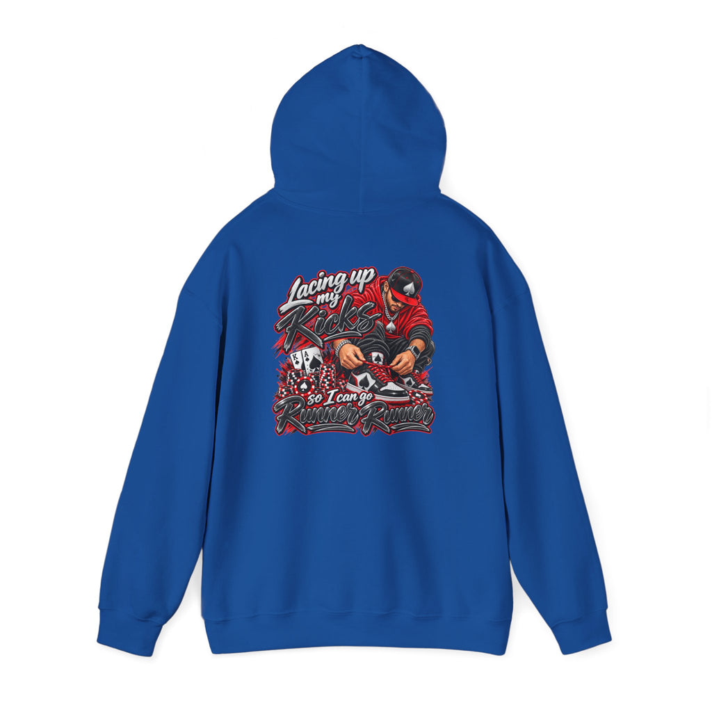 Poker-Inspired Streetwear Lace-up Graphic Hoodie