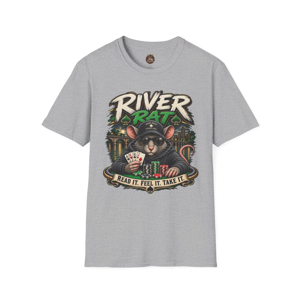 River Rat T-Shirt — 'River Rat' Graphic Tee with Playing Cards (Read It. Feel It. Take It.)