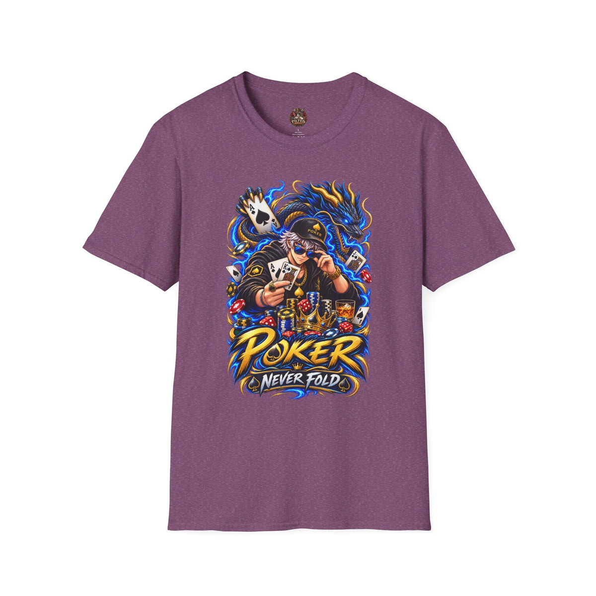 Poker 'Never Fold' T-Shirt — Graphic Card Shark Tee