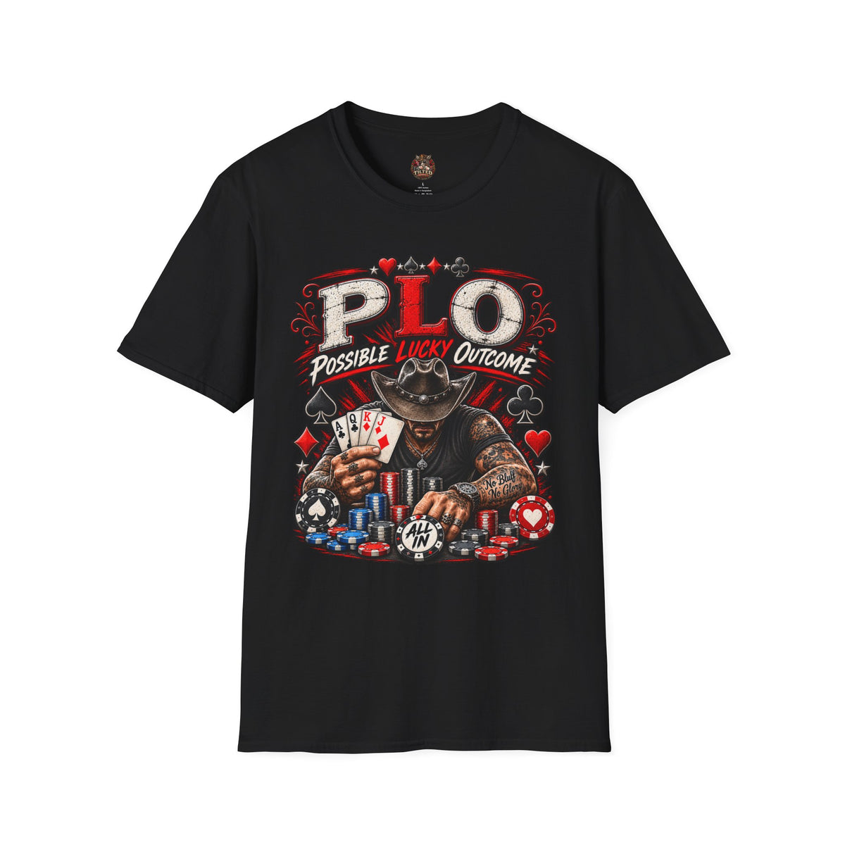 PLO Poker T-Shirt — "Possible Lucky Outcome" Graphic Tee
