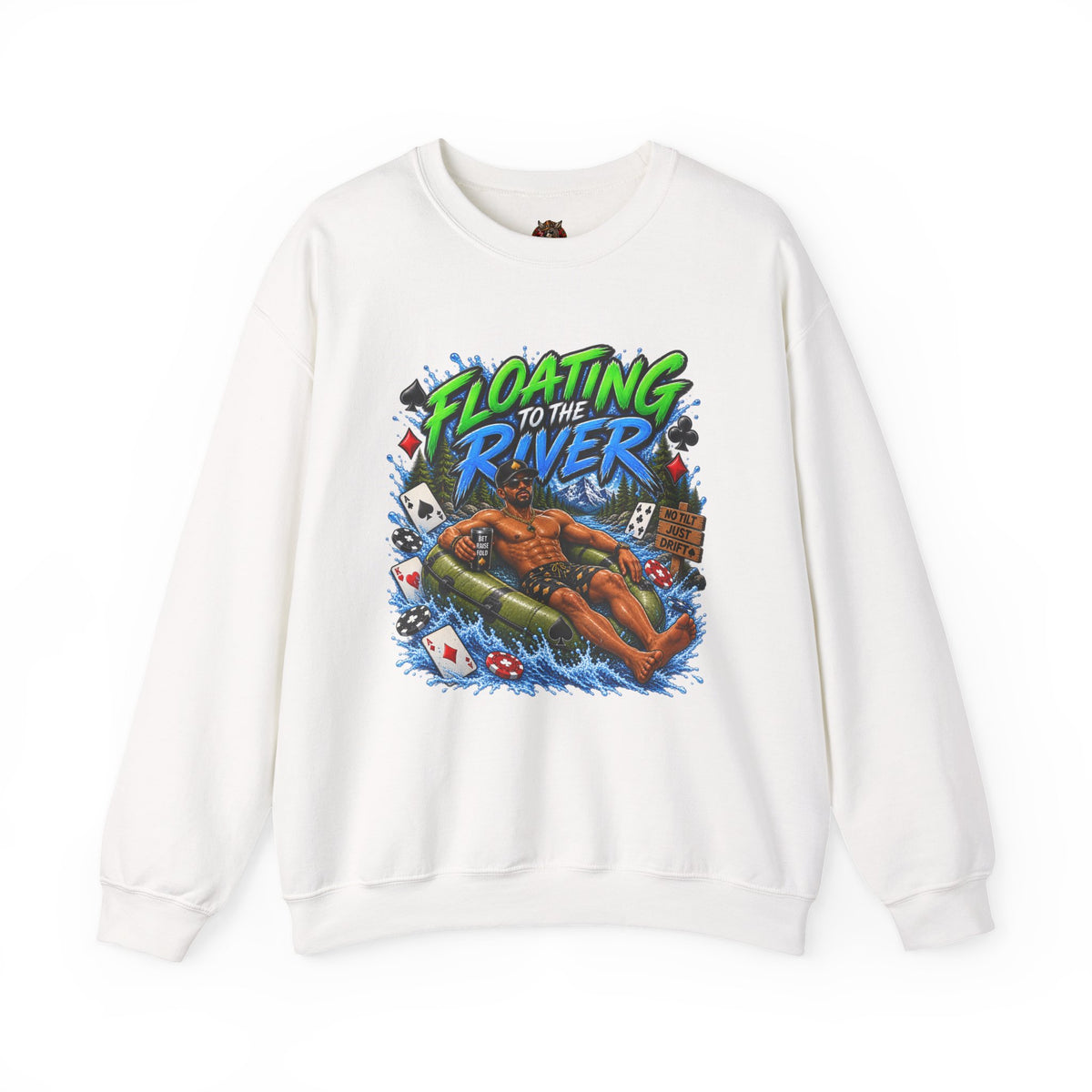 Crewneck Sweatshirt — "Floating to the River" Graphic Relaxed-Fit Pullover