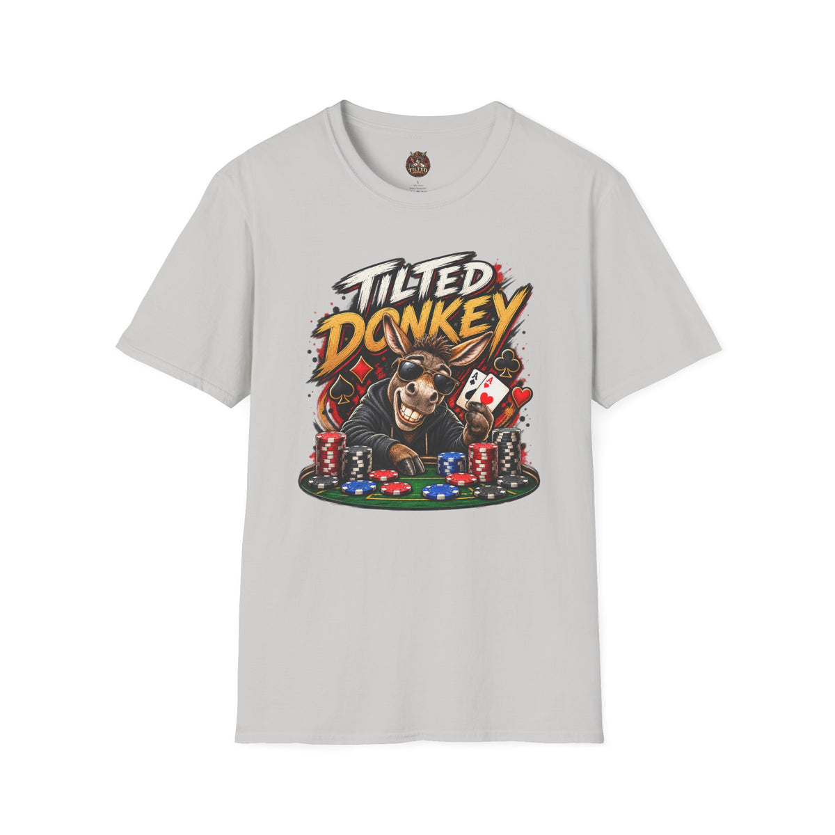 Tilted Donkey Poker T-Shirt — Funny Card Gambling Tee