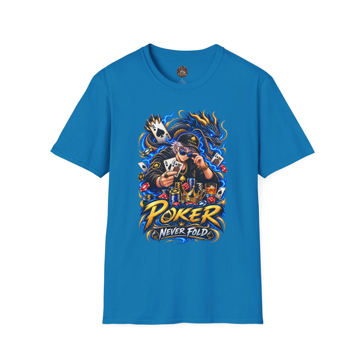 Poker 'Never Fold' T-Shirt — Graphic Card Shark Tee