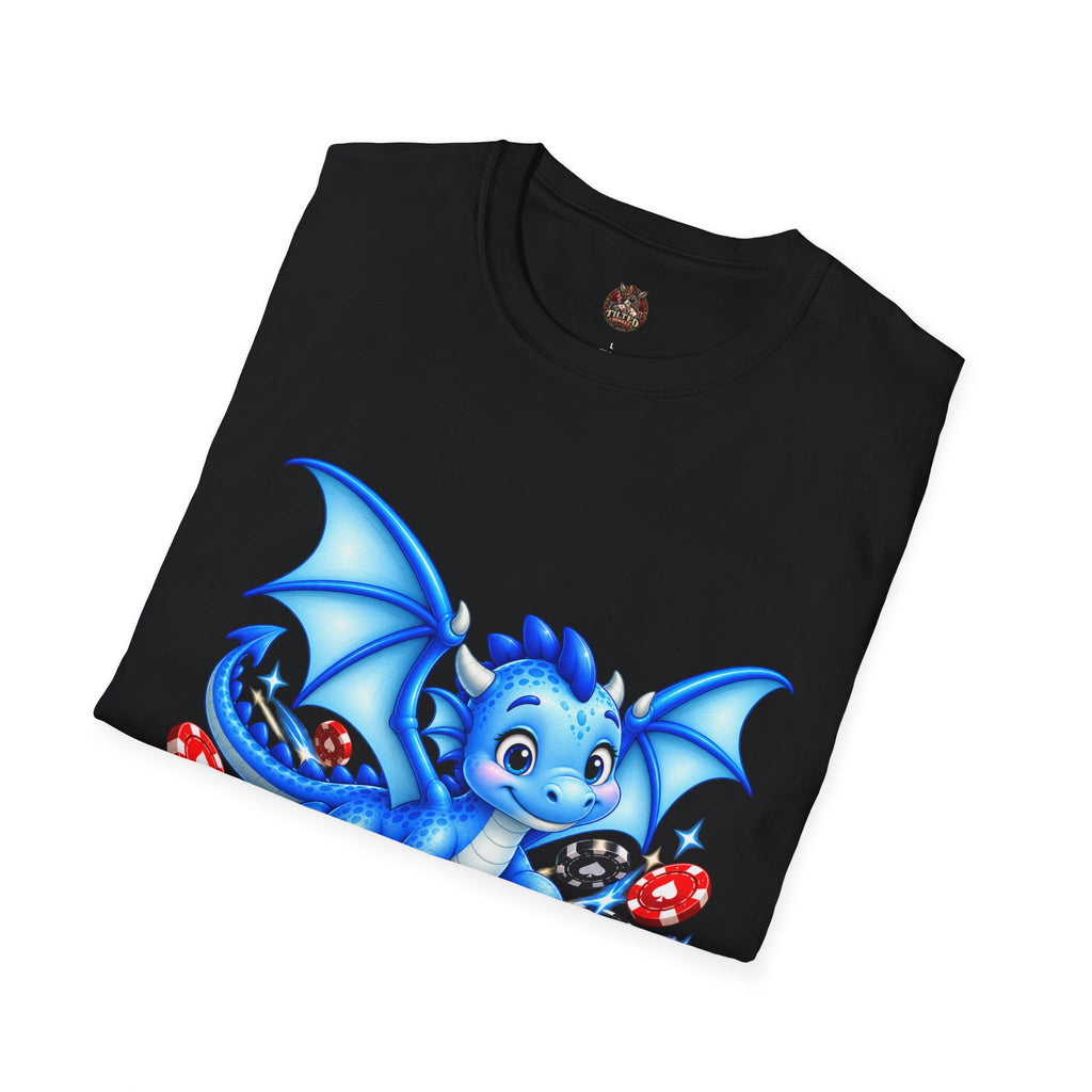 Cute Blue Dragon with Poker Chips T-Shirt