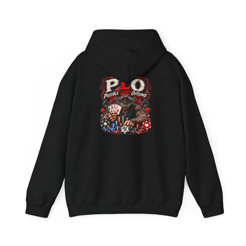 P.L.O. Pot-Limit Omaha Graphic Hooded Sweatshirt-"Professional Luck Observer"
