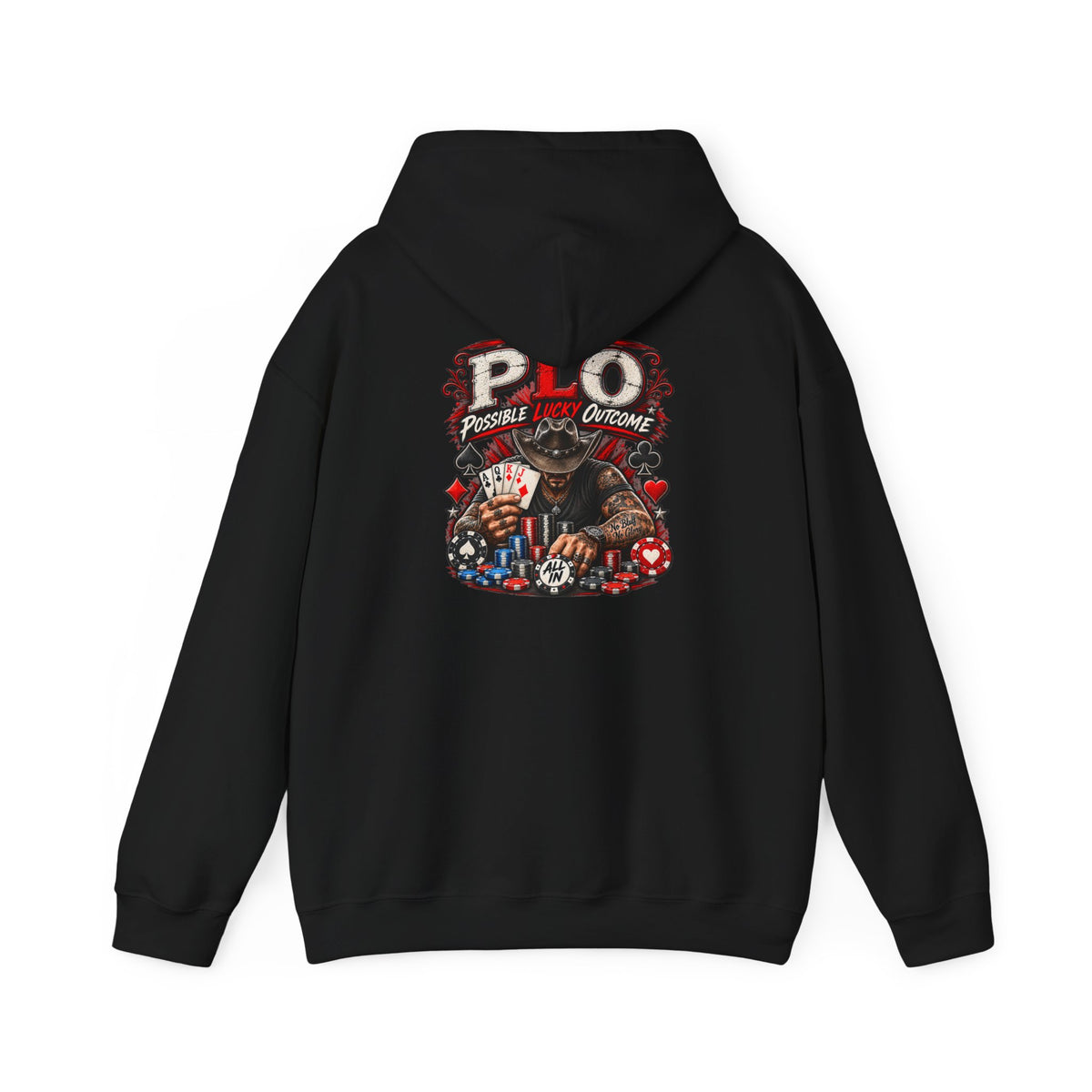 P.L.O. Pot-Limit Omaha Graphic Hooded Sweatshirt-"Professional Luck Observer"
