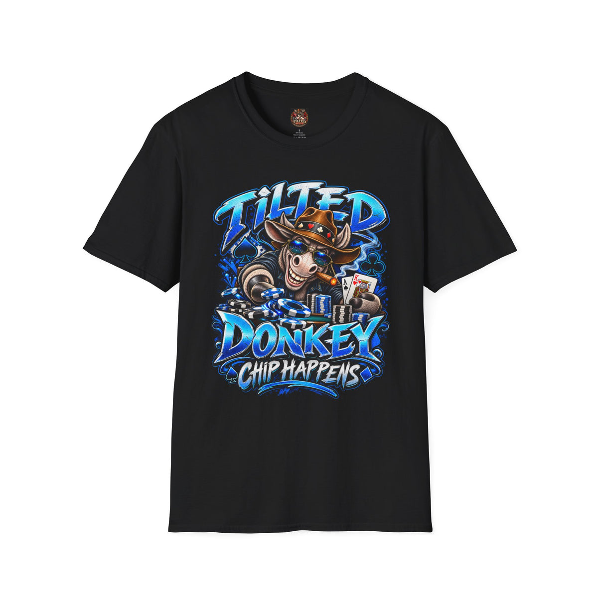 Tilted Donkey Chip Happens Graphic T-Shirt