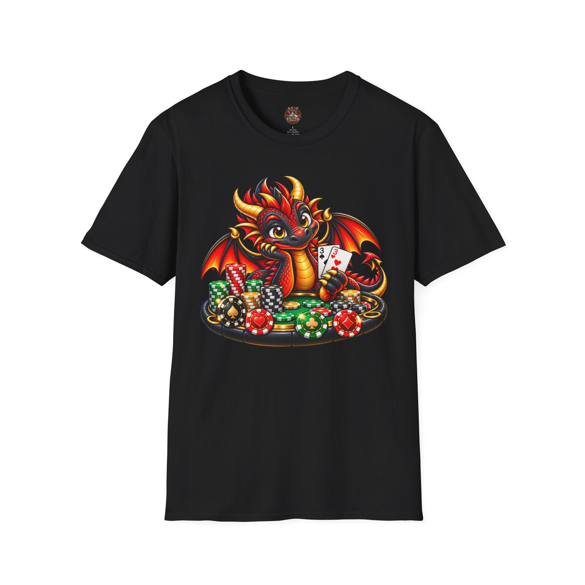 Dragon Poker Tee — Cute Red Dragon with Dice & Poker Chips T-Shirt