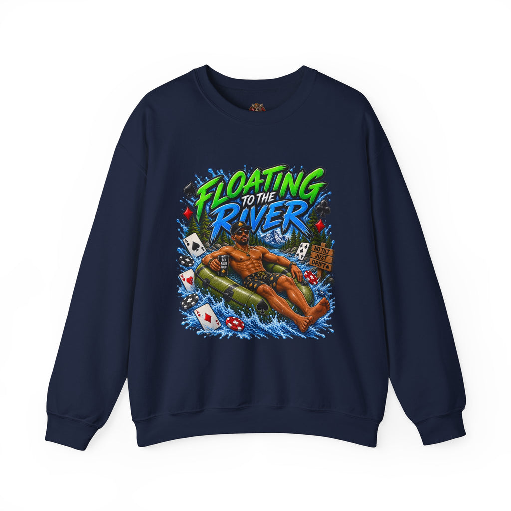 Crewneck Sweatshirt — "Floating to the River" Graphic Relaxed River Tubing Tee