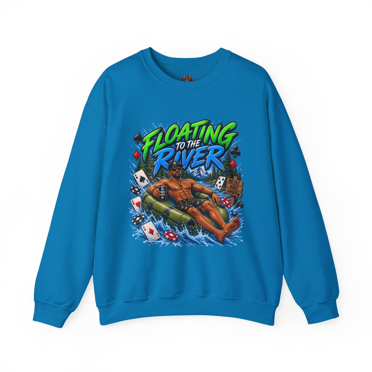 Crewneck Sweatshirt — "Floating to the River" Graphic Relaxed River Tubing Tee
