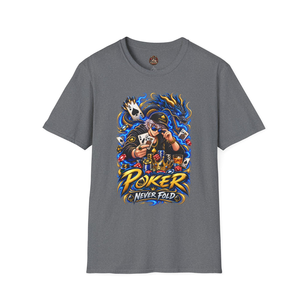 Poker 'Never Fold' T-Shirt — Graphic Card Shark Tee
