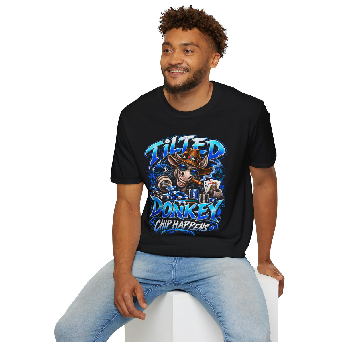 Tilted Donkey Chip Happens Graphic T-Shirt