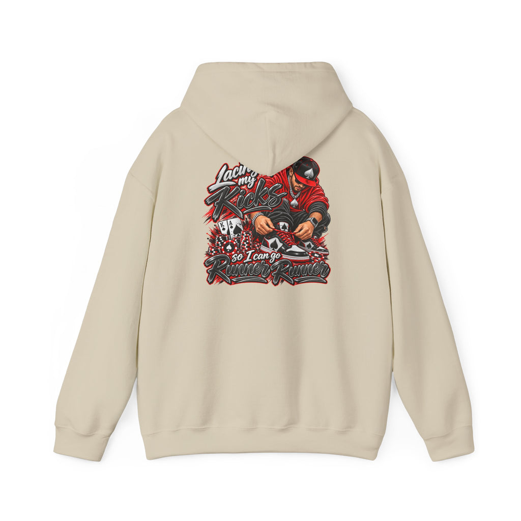 Poker-Inspired Streetwear Lace-up Graphic Hoodie