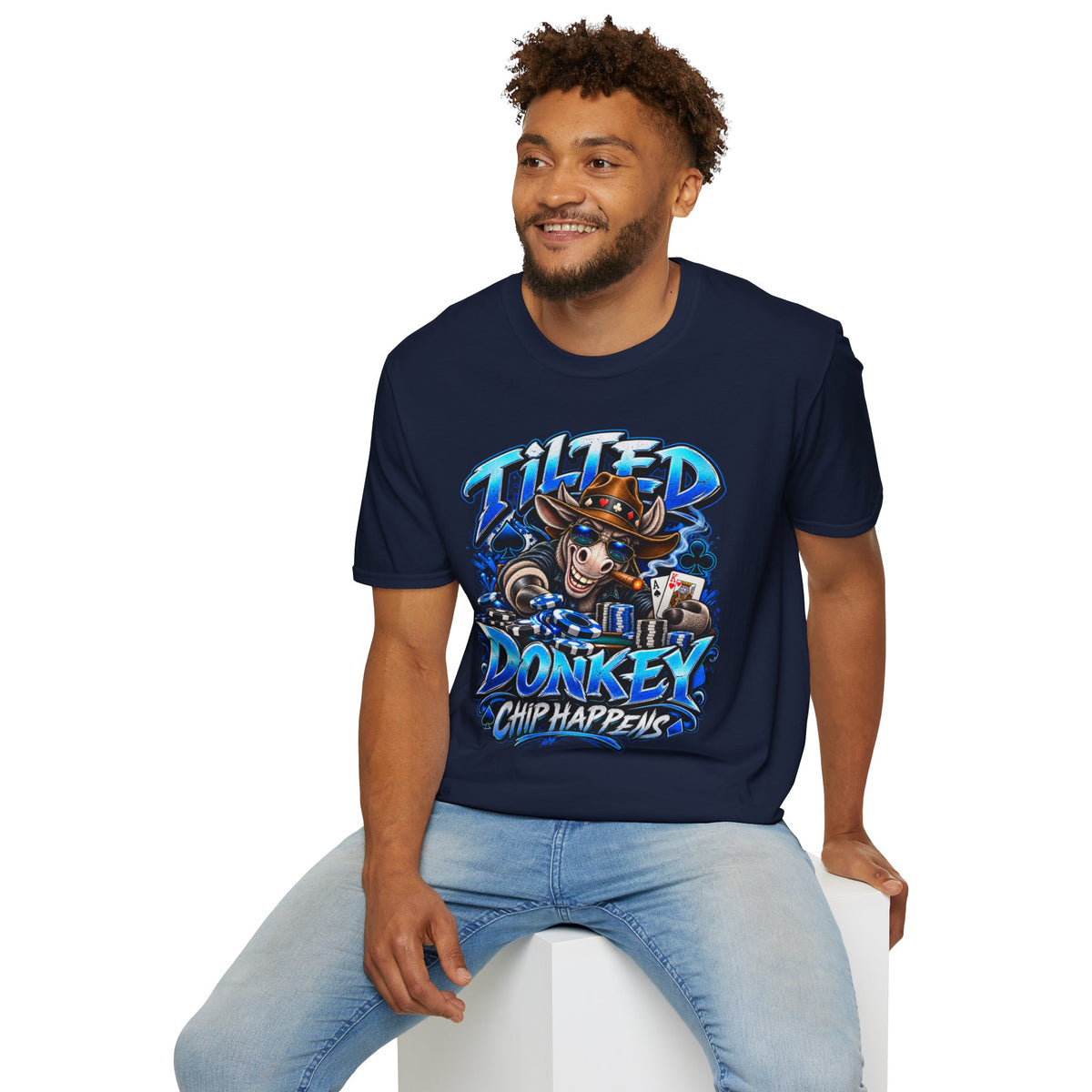 Tilted Donkey Chip Happens Graphic T-Shirt