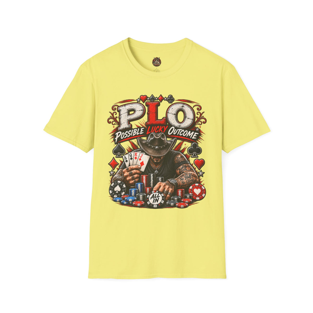 PLO Poker T-Shirt — "Possible Lucky Outcome" Graphic Tee