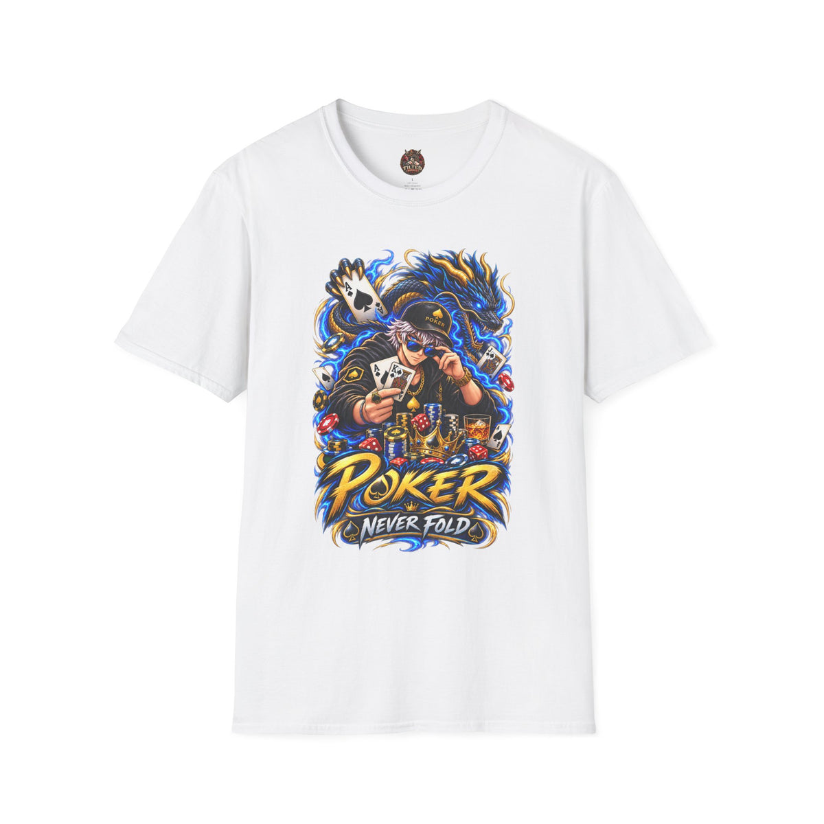 Poker 'Never Fold' T-Shirt — Graphic Card Shark Tee