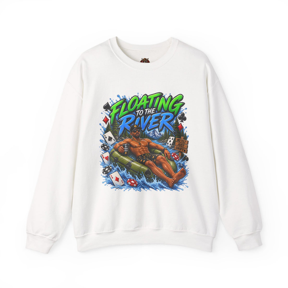 Crewneck Sweatshirt — "Floating to the River" Graphic Relaxed River Tubing Tee