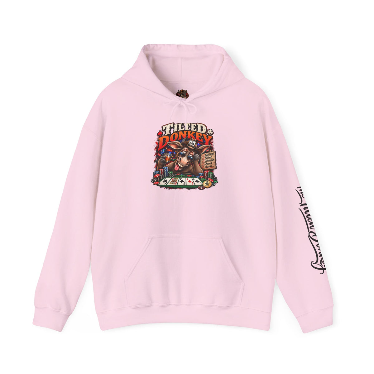 Vintage Tilted Donkey Poker Graphic Hooded Sweatshirt