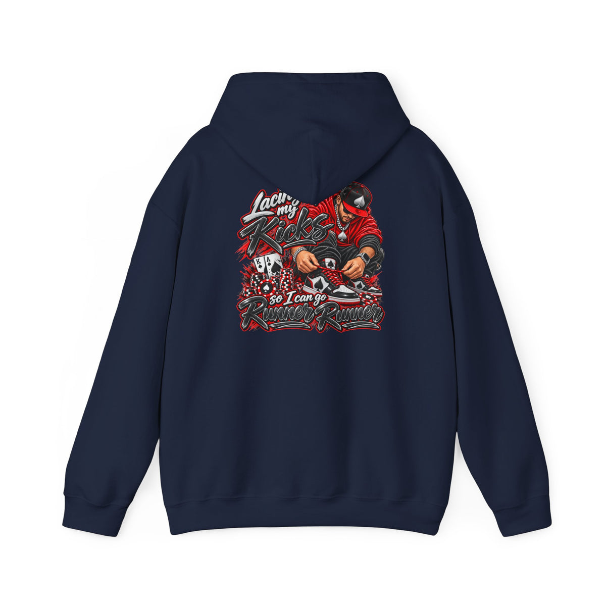 Poker-Inspired Streetwear Lace-up Graphic Hoodie