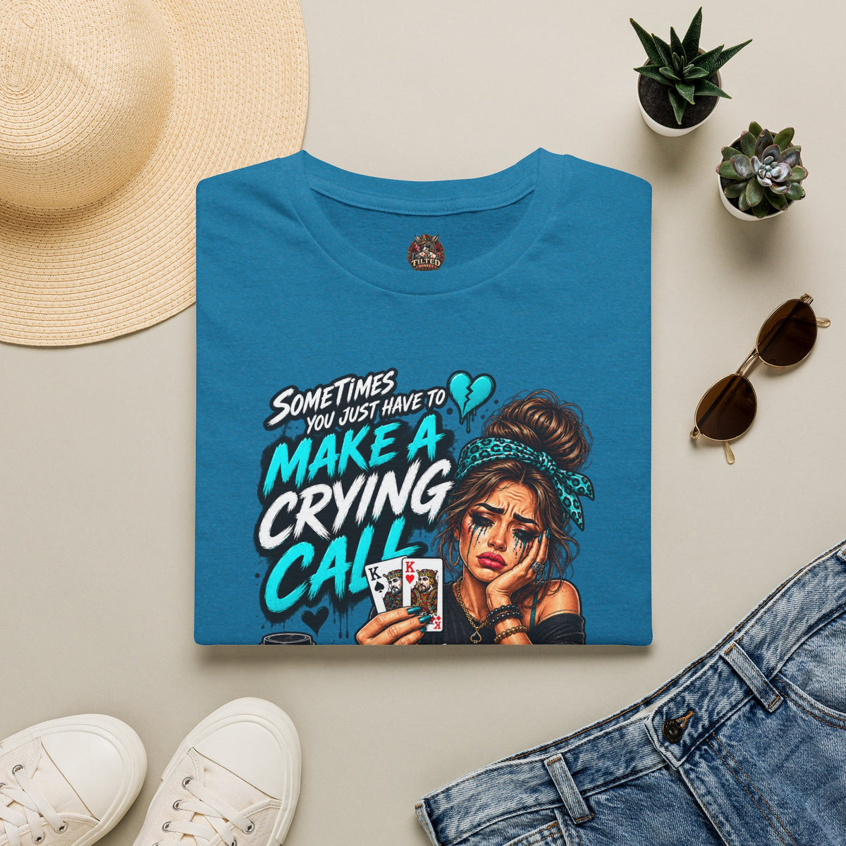 Crying Call Graphic Poker Tee