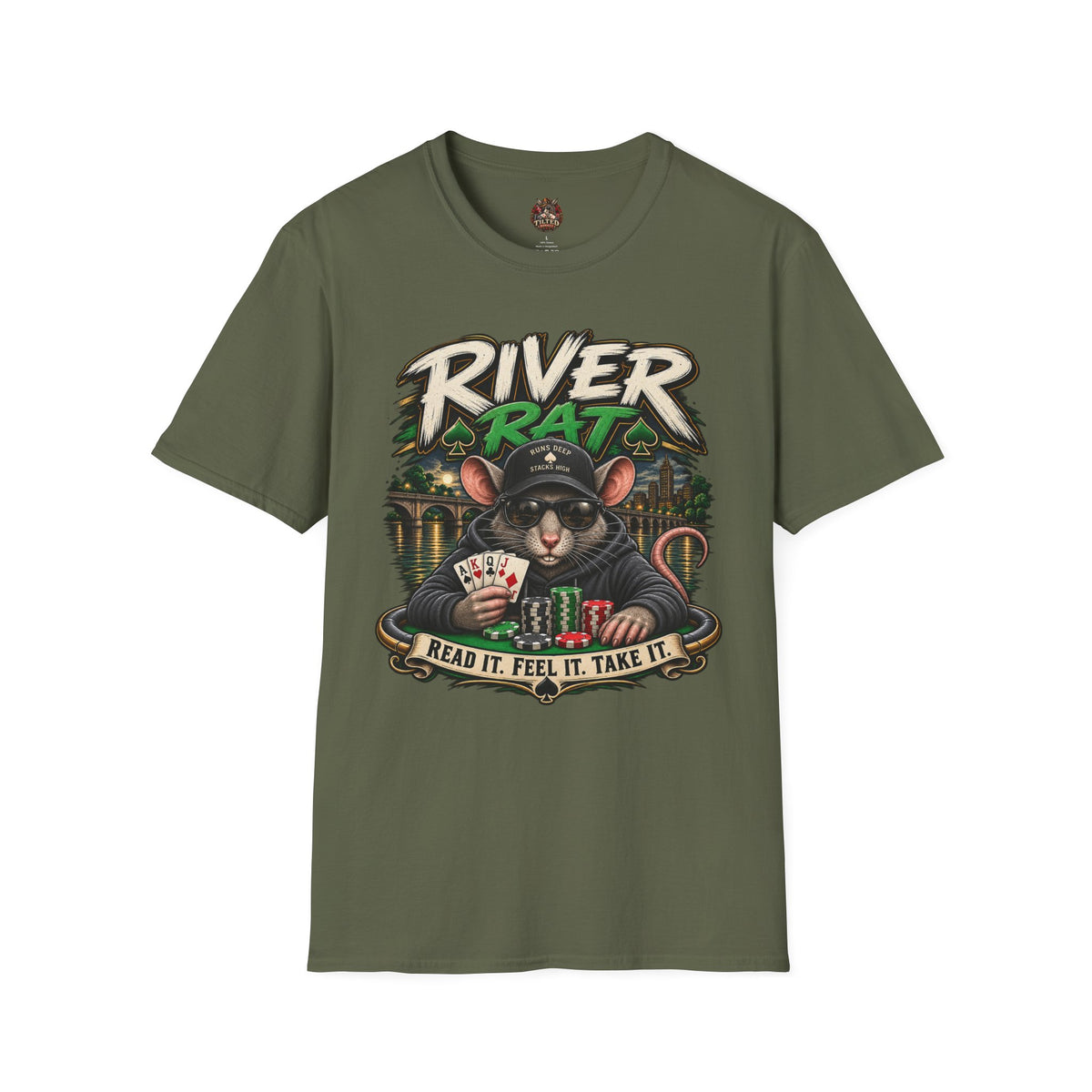 River Rat T-Shirt — 'River Rat' Graphic Tee with Playing Cards (Read It. Feel It. Take It.)