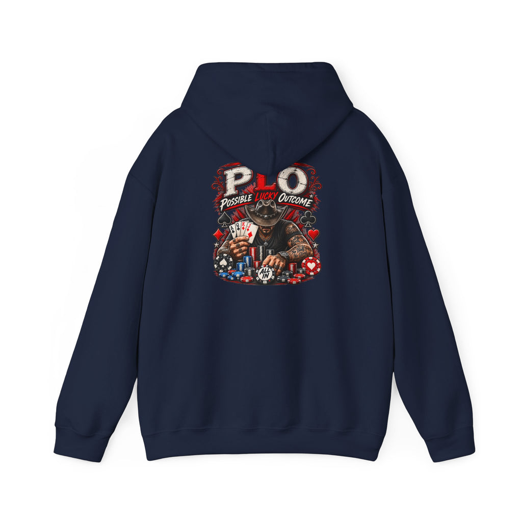 P.L.O. Pot-Limit Omaha Graphic Hooded Sweatshirt-"Professional Luck Observer"