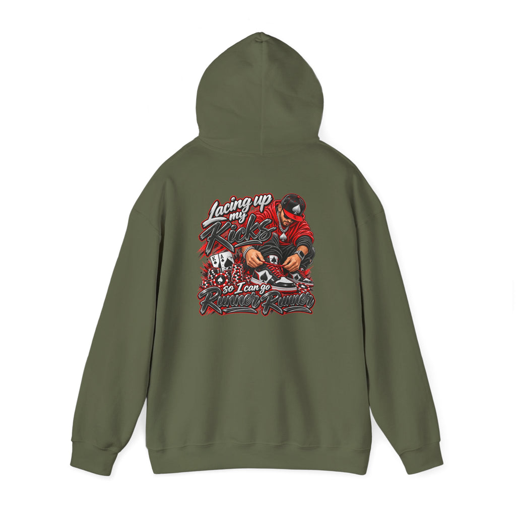 Poker-Inspired Streetwear Lace-up Graphic Hoodie