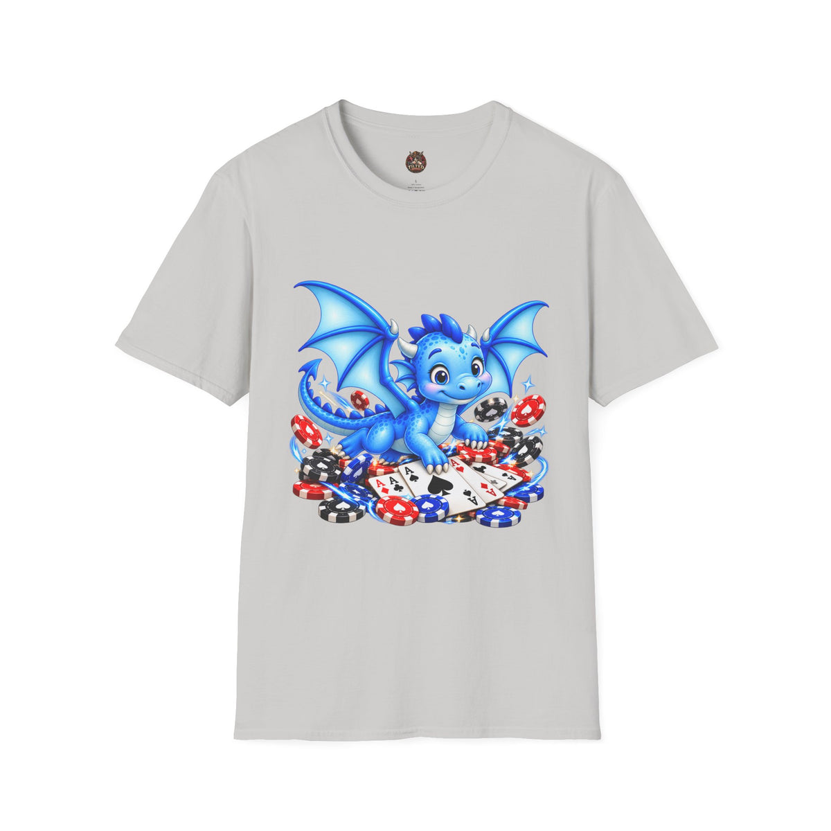 Cute Blue Dragon with Poker Chips T-Shirt