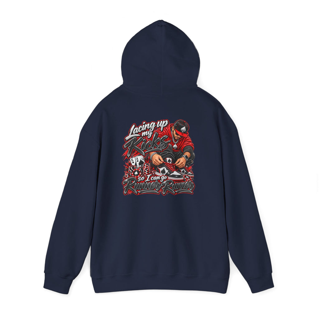 Poker-Inspired Streetwear Lace-up Graphic Hoodie