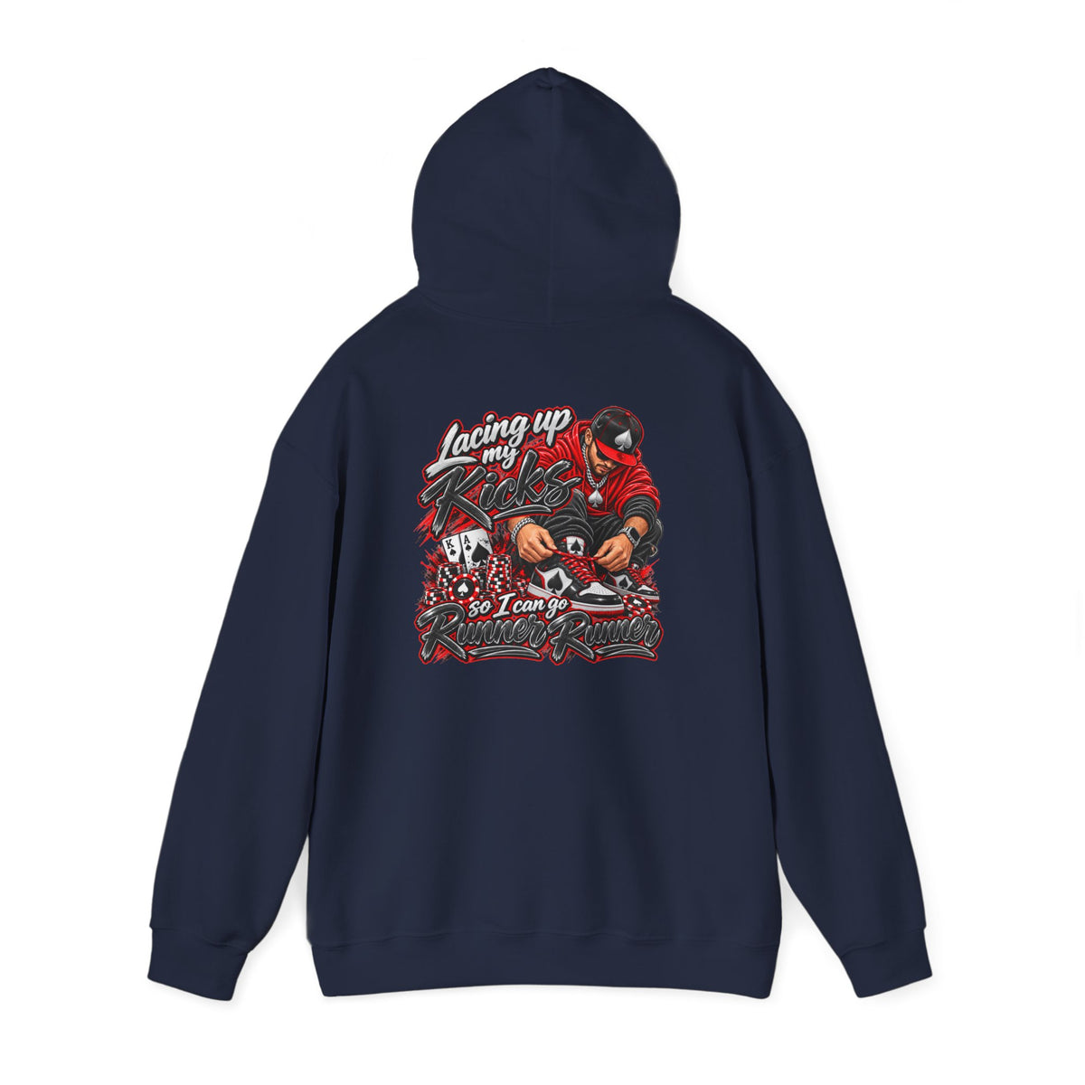 Poker-Inspired Streetwear Lace-up Graphic Hoodie