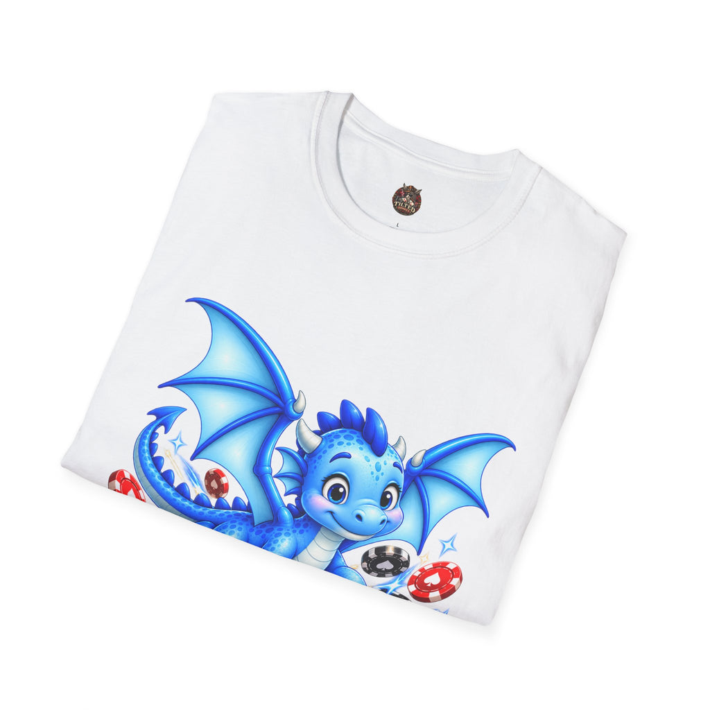 Cute Blue Dragon with Poker Chips T-Shirt