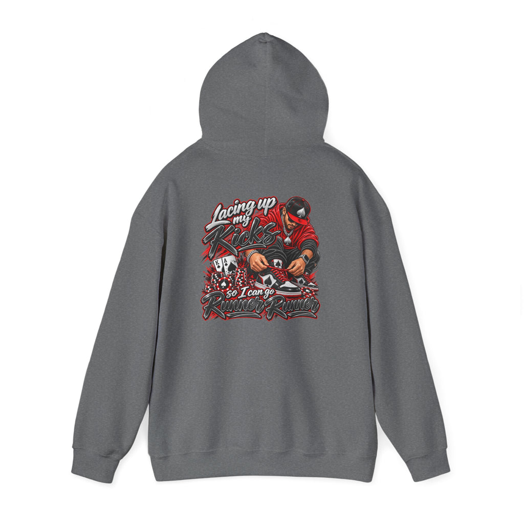 Poker-Inspired Streetwear Lace-up Graphic Hoodie