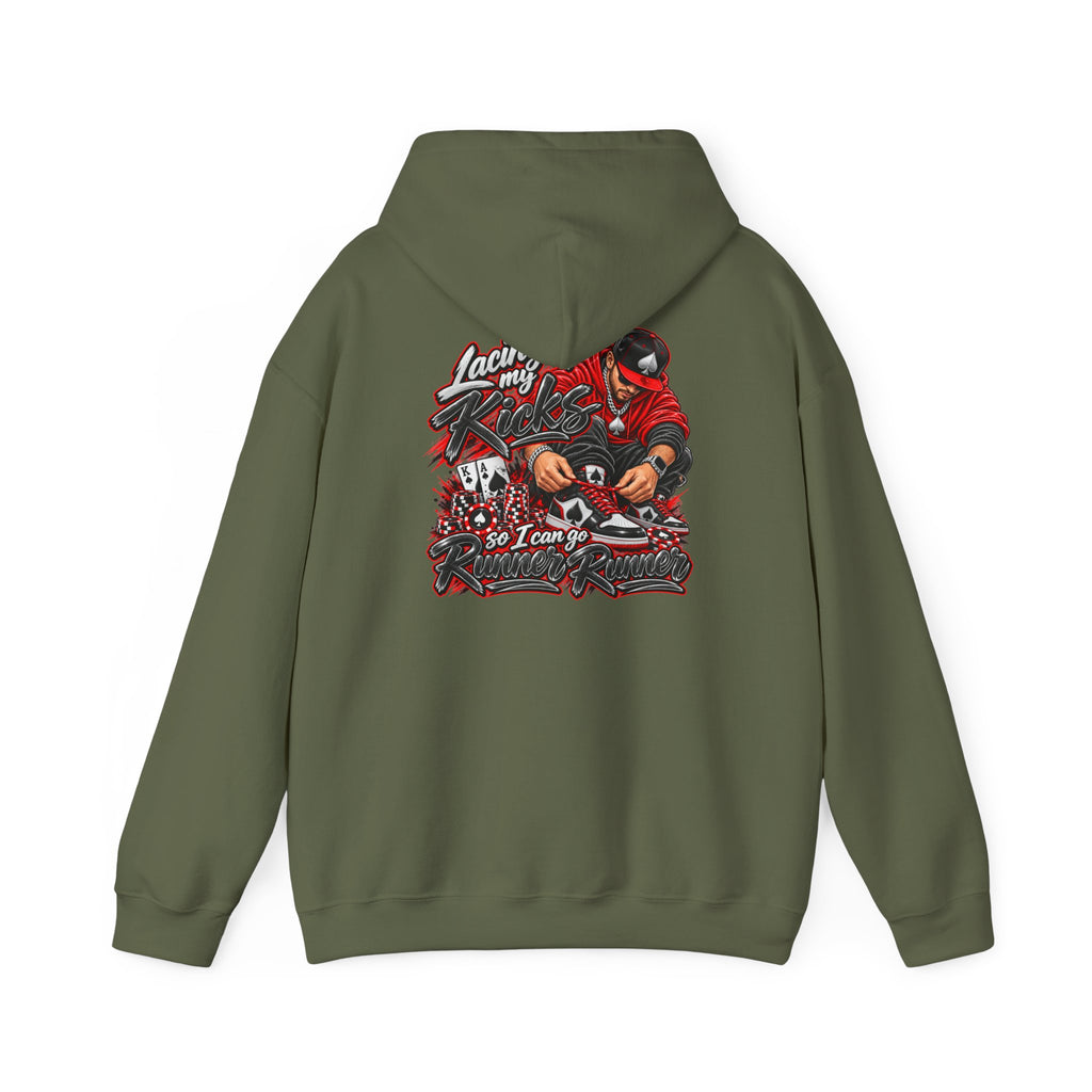 Poker-Inspired Streetwear Lace-up Graphic Hoodie