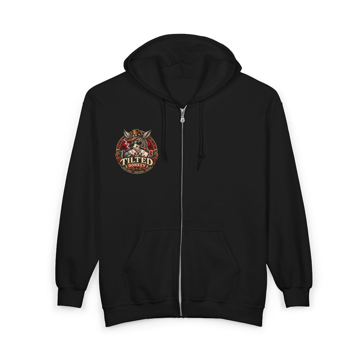 Unisex Heavy Blend™ Brand Label Poker Full Zip Hooded Sweatshirt