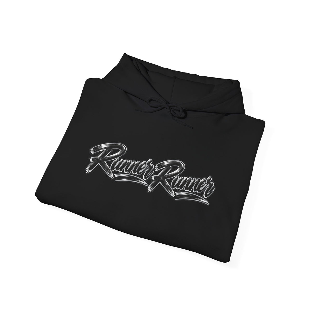 Runner Runner Graphic Hoodie — Vintage Script Poker Street-Art Back