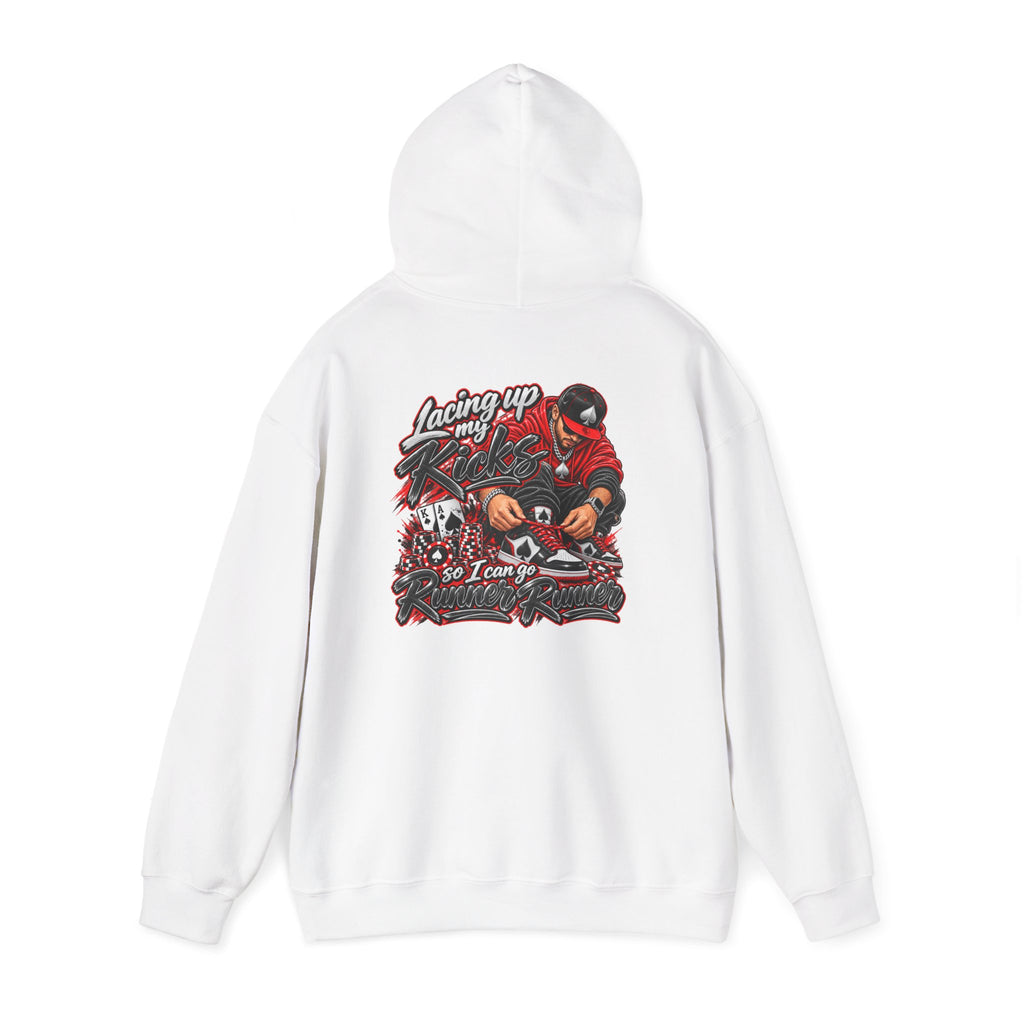 Poker-Inspired Streetwear Lace-up Graphic Hoodie