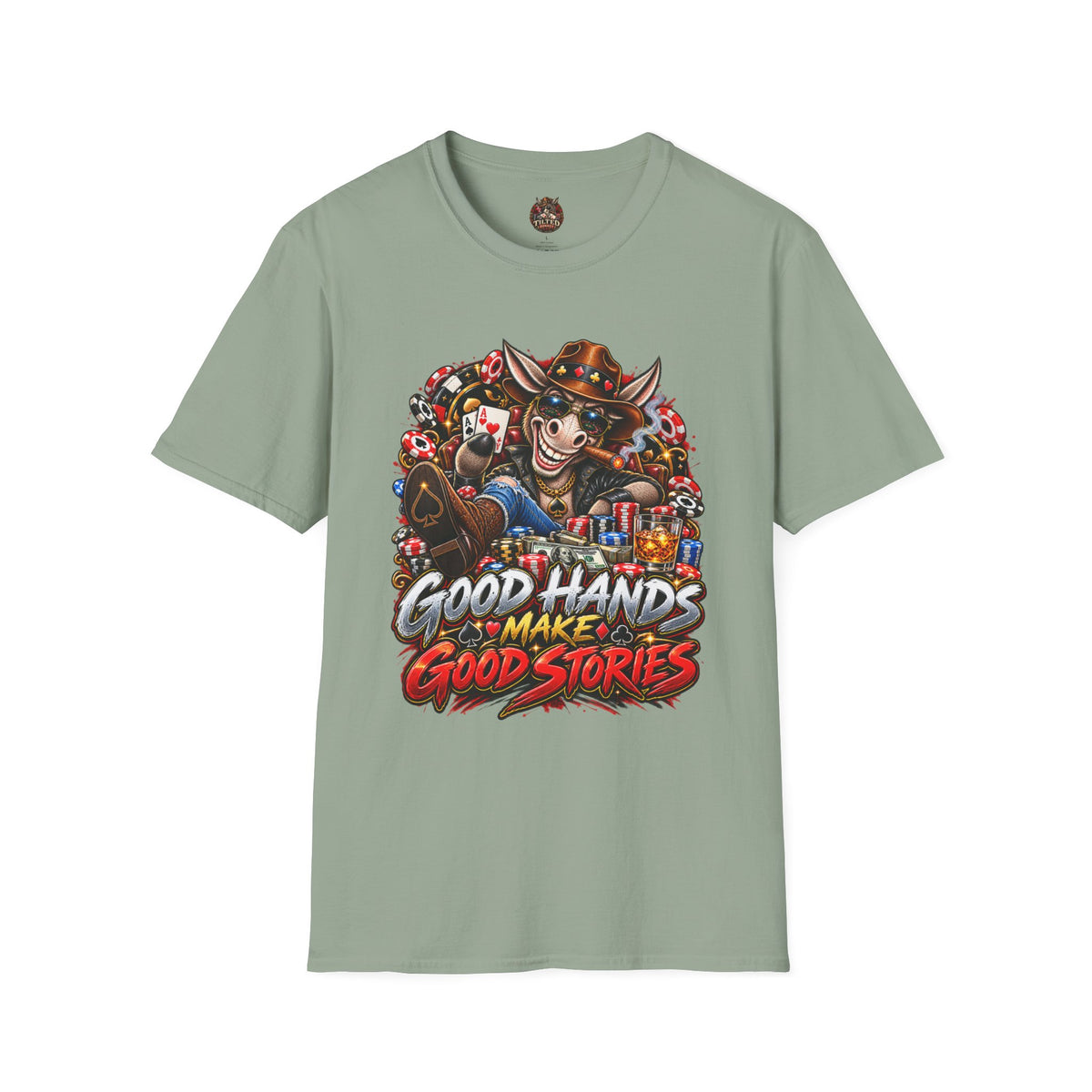 "Good Hands Make Good Stories" Poker Donkey Graphic Tee