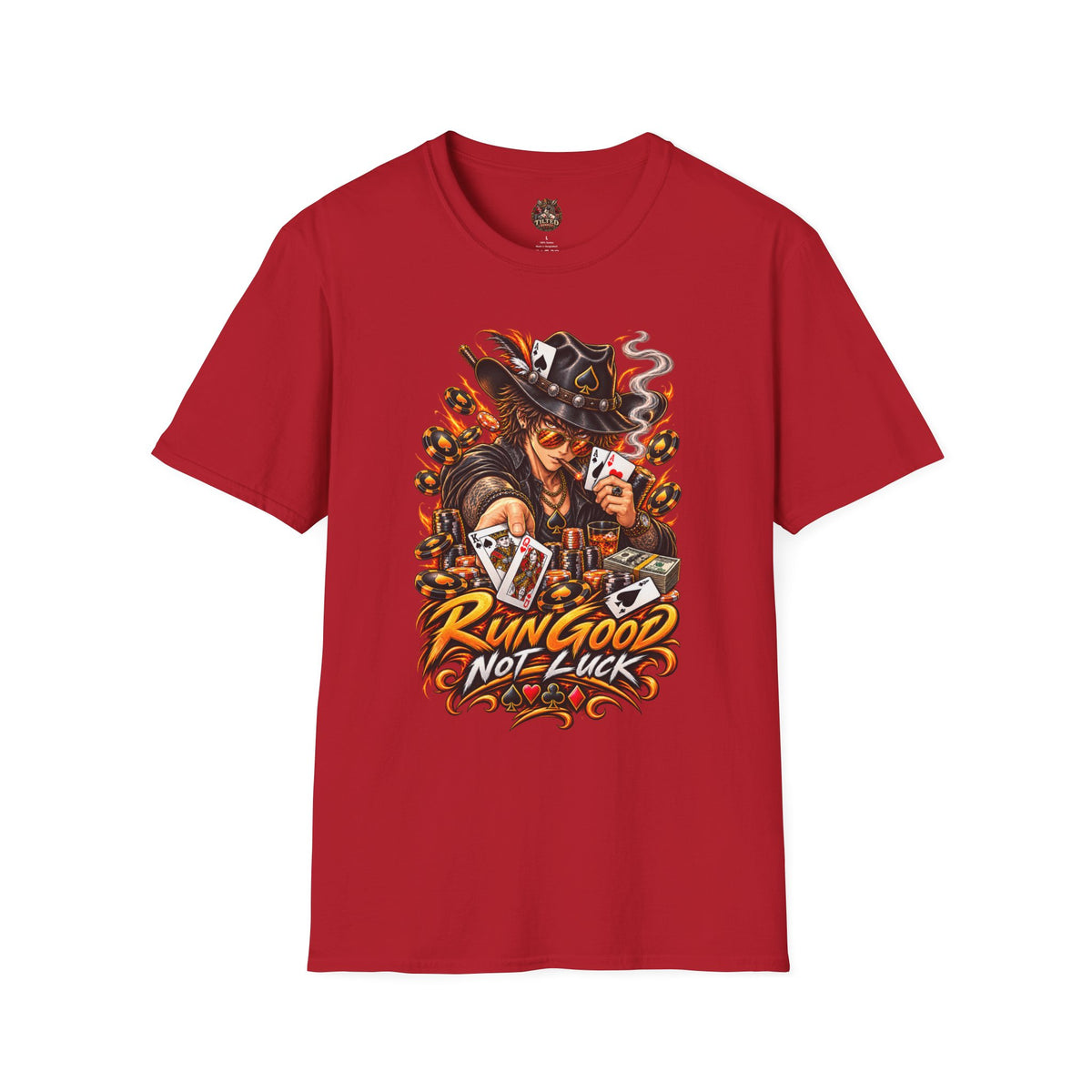"Run Good, Not Luck" Graphic Anime Poker Tee