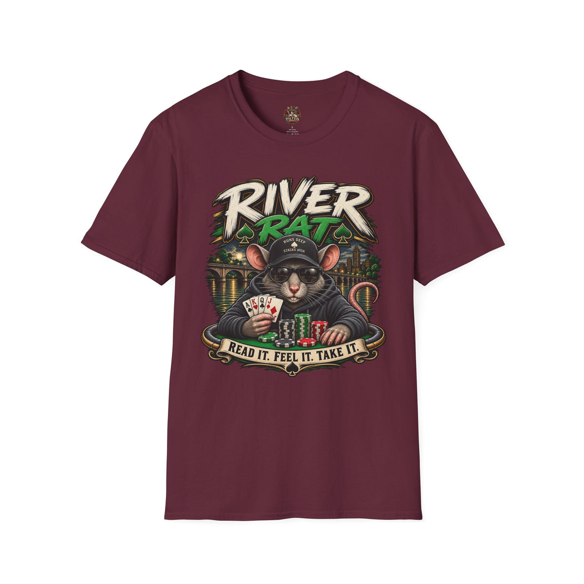 River Rat T-Shirt — 'River Rat' Graphic Tee with Playing Cards (Read It. Feel It. Take It.)
