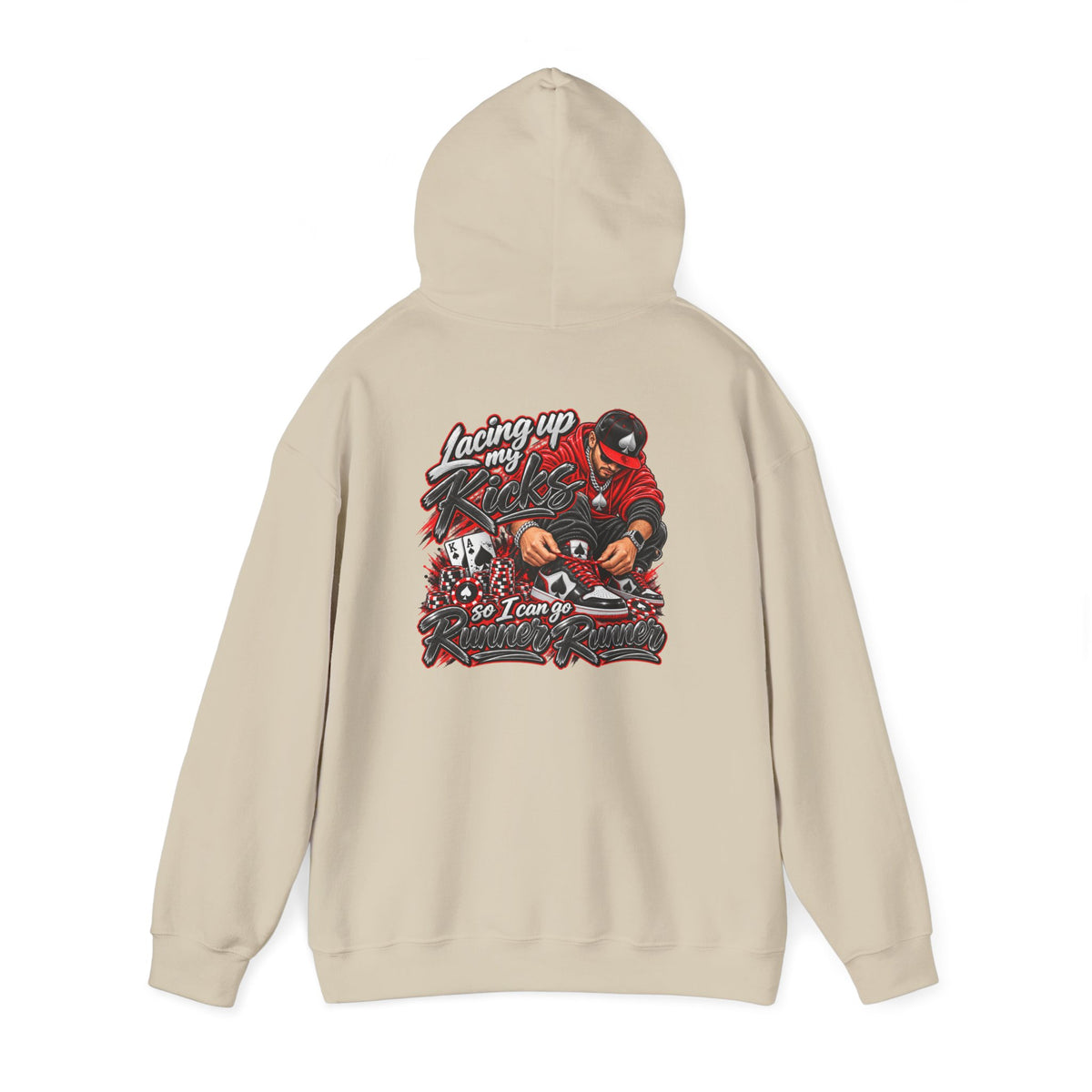 Poker-Inspired Streetwear Lace-up Graphic Hoodie