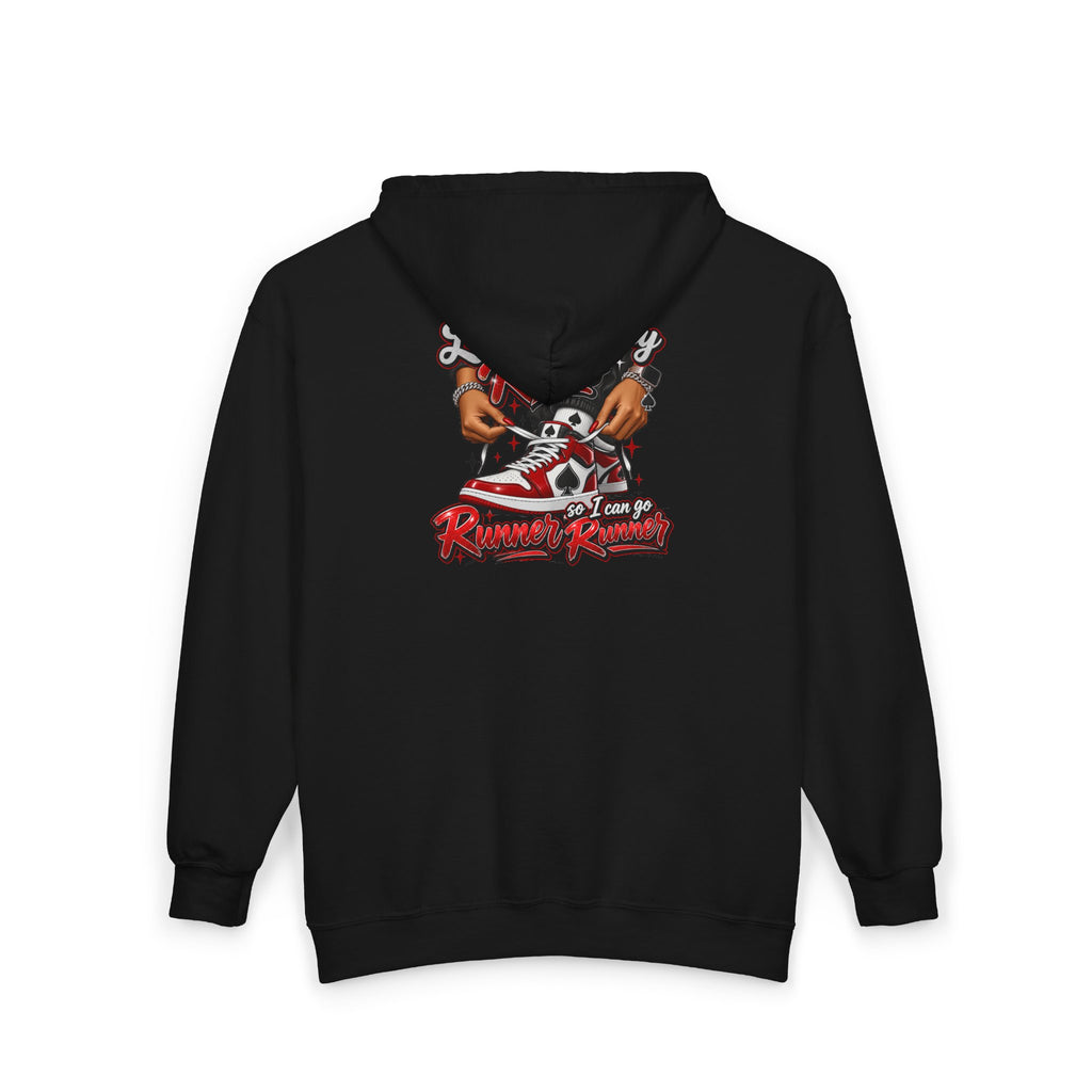 Poker Runner Kicks Zip Hoodie – “Runner Runner” Streetwear Graphic Hoodie