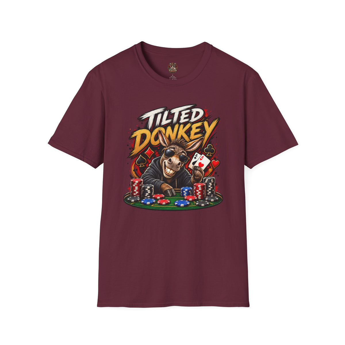Tilted Donkey Poker T-Shirt — Funny Card Gambling Tee