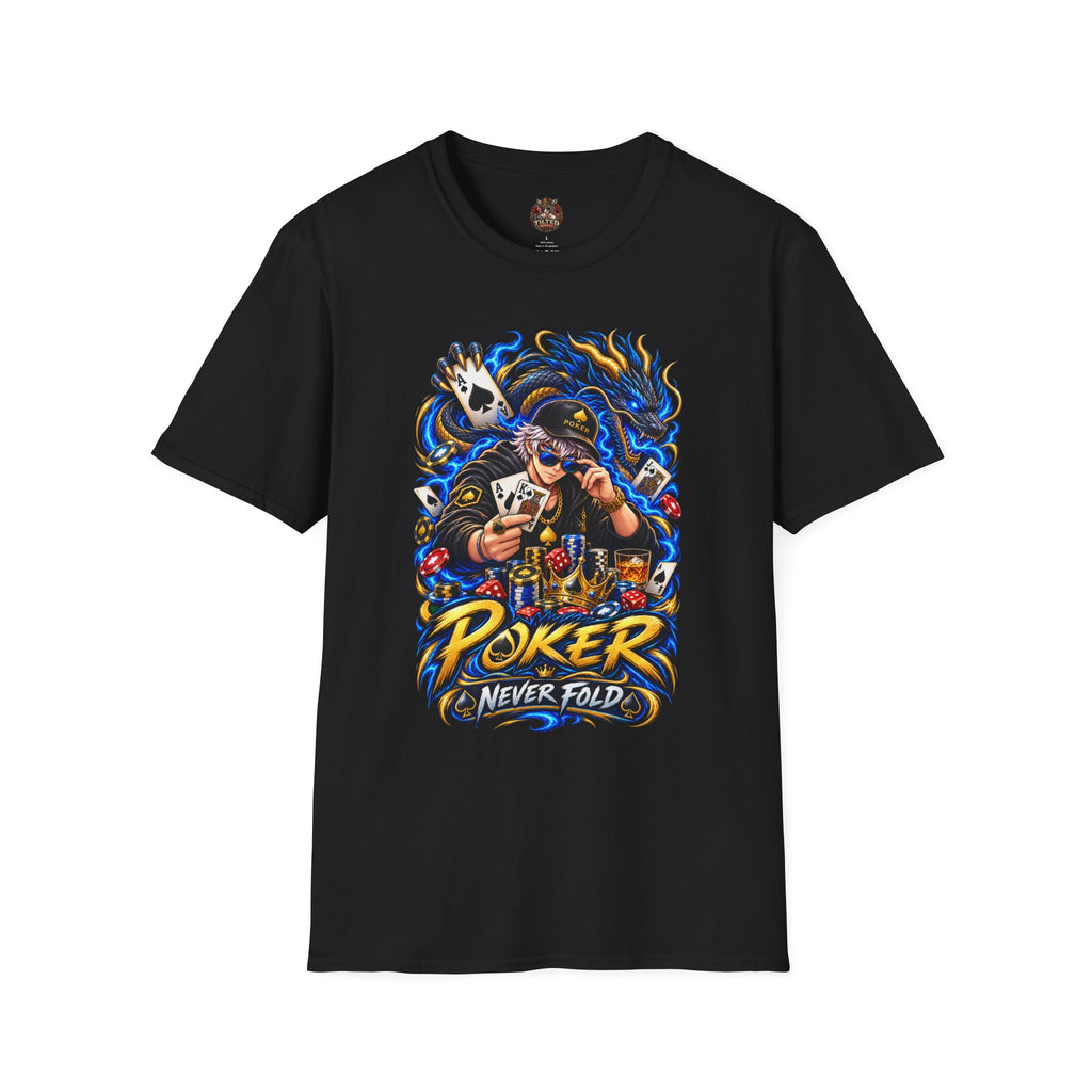 Poker 'Never Fold' T-Shirt — Graphic Card Shark Tee
