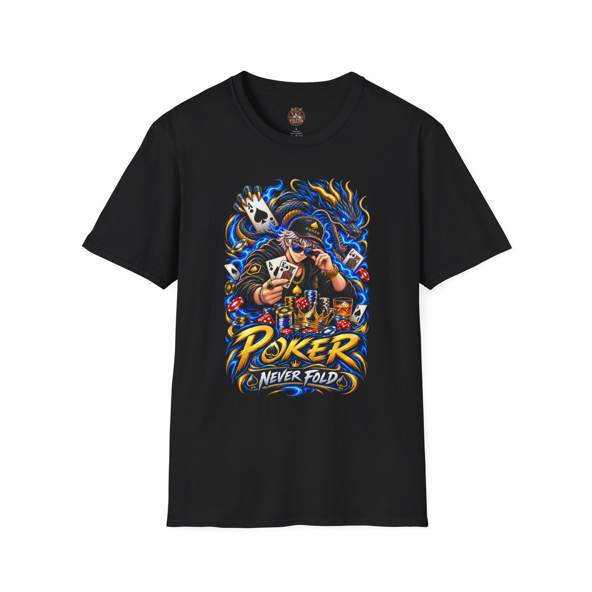 Poker 'Never Fold' T-Shirt — Graphic Card Shark Tee