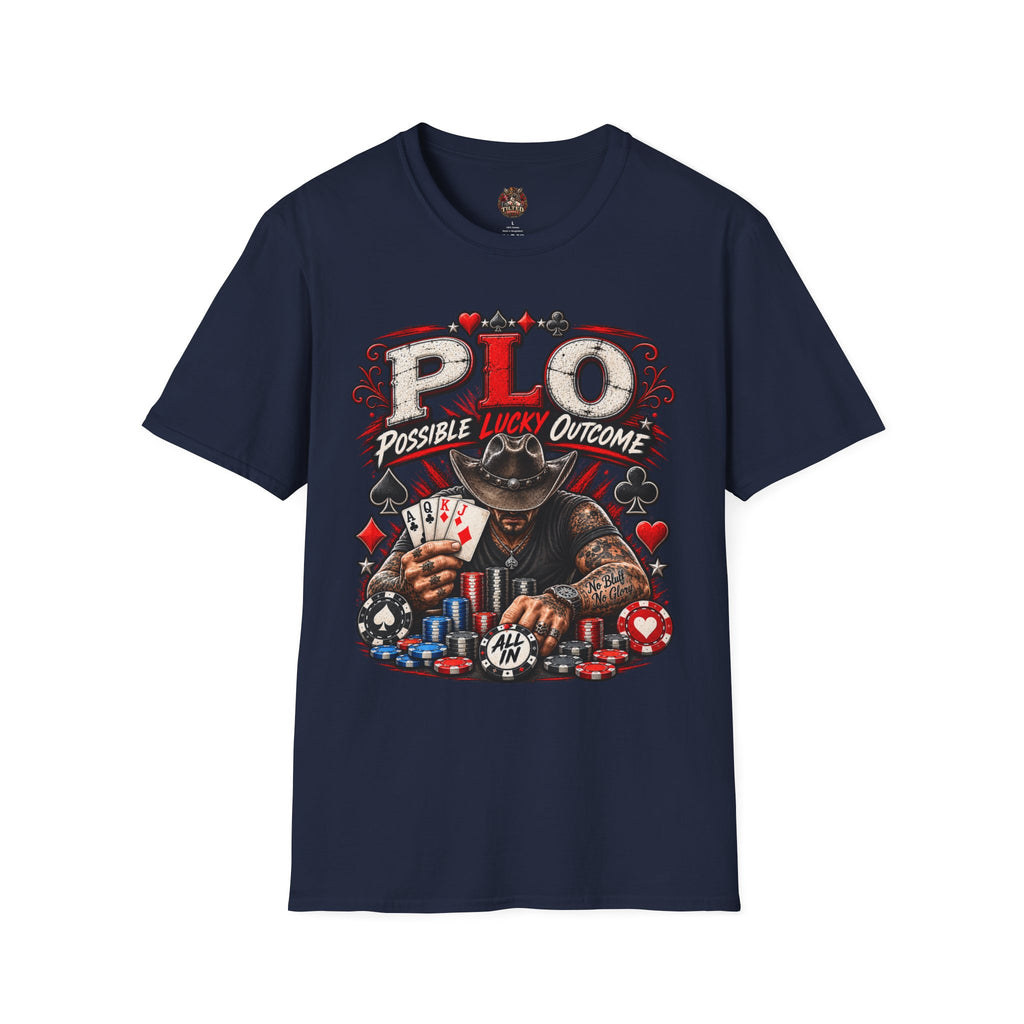 PLO Poker T-Shirt — "Possible Lucky Outcome" Graphic Tee