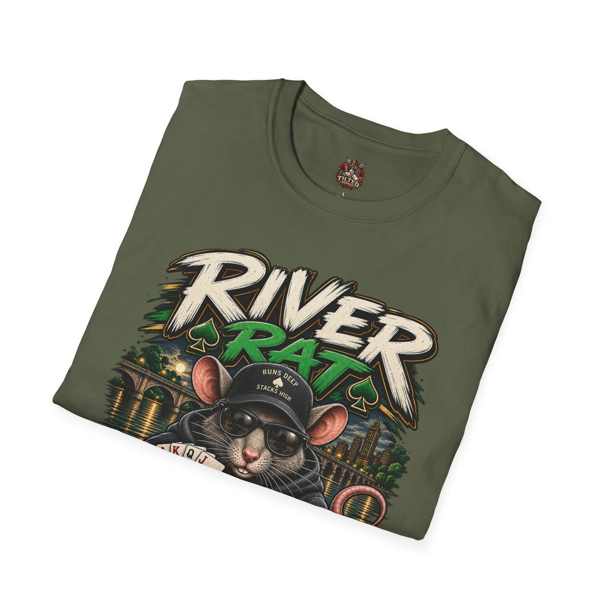 River Rat T-Shirt — 'River Rat' Graphic Tee with Playing Cards (Read It. Feel It. Take It.)