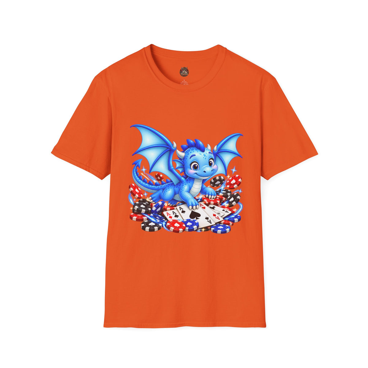 Cute Blue Dragon with Poker Chips T-Shirt